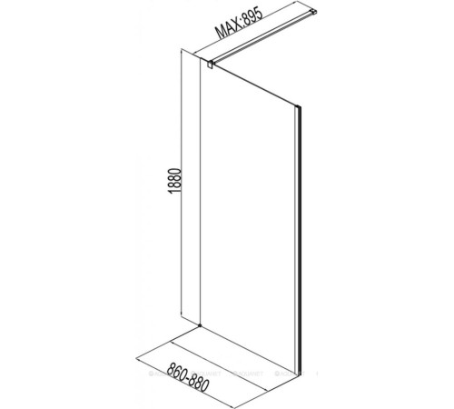 Боковое стекло Aquanet Cinetic 900 мм хром прозрачное 6 мм AE12-F-90H190U-CT