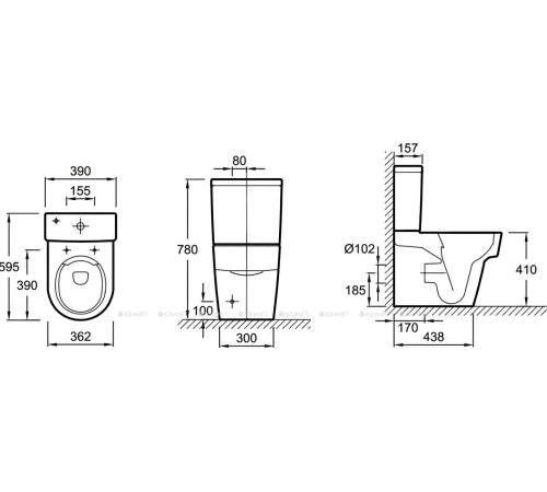 Чаша напольного унитаза Jacob Delafon Odeon Rive Gauche 595x362 мм без сиденья UJT102-00