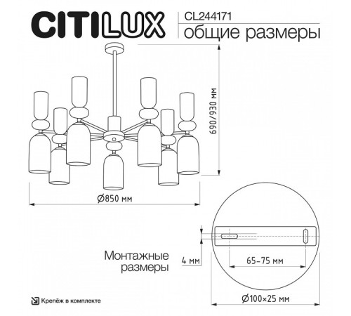 Люстра на штанге Citilux TENDY CL244171