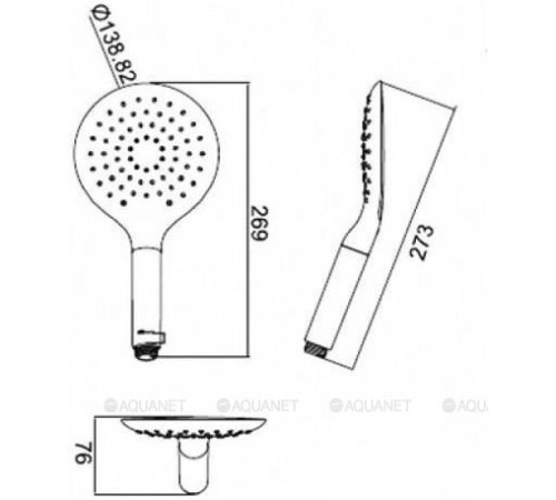Лейка душевая Bravat Snow 3 режима 130 мм P70144CP-RUS