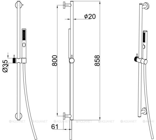 Душевая стойка Allen Brau Priority штанга черная элементы золото 5.31010-31GB