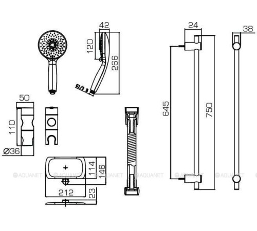 Душевой комплект Bravat D154CP-2-RUS шланг 1.5 м лейка 3 режима 120 мм D154CP-2-RUS