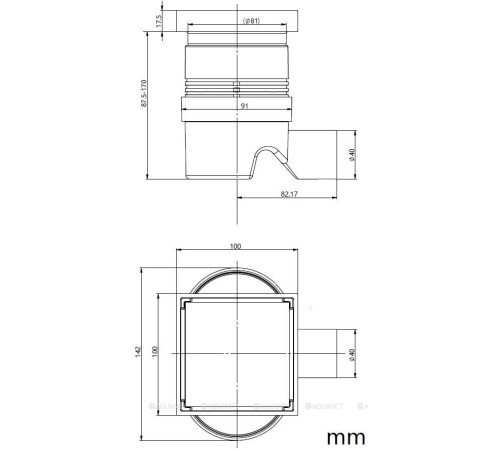 Трап точечный Allen Brau Priority двухсторонняя вставка 100x100 мм никель браш 9.50023.BN