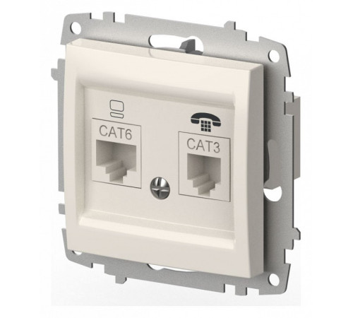 Розетка двойная RJ-12 и Ethernet RJ-45, без рамки Elbi Eleсtriс Zena Vega 609-010200-249