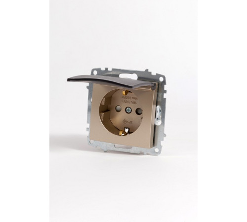 Розетка с заземлением и со шторкой, без рамки с крышкой Elbi Eleсtriс Zena Vega 609-011400-219