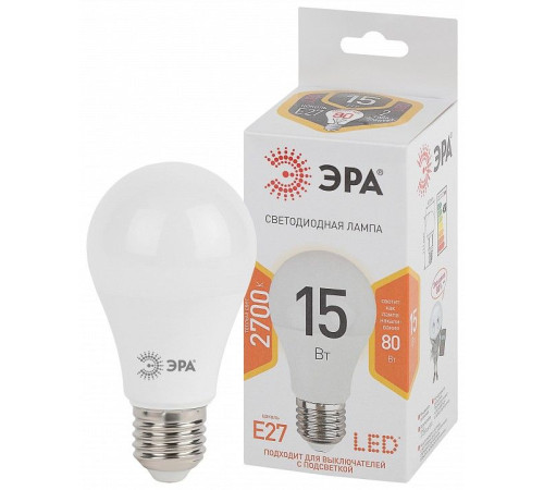 Лампа светодиодная Эра Стандарт LED A60-15W-827-E27