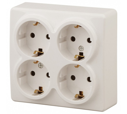 Розетка четверная с заземлением и со шторками Эра Эра Эксперт 11-2211-02