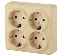 Розетка четверная с заземлением и со шторками Эра Эра Эксперт 11-2211-11