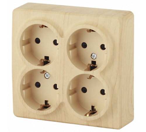 Розетка четверная с заземлением и со шторками Эра Эра Эксперт 11-2211-11