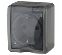 Розетка с заземлением с крышкой Эра Эра Эксперт 11-2401-03