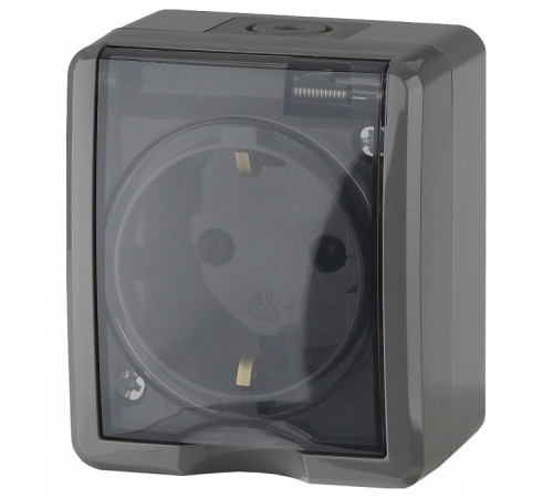 Розетка с заземлением с крышкой Эра Эра Эксперт 11-2401-03