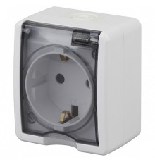 Розетка с заземлением и шторкой, с крышкой Эра Эра Эксперт 11-2402-01