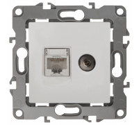 ТВ-розетка и розетка Ethernet RJ-45 без рамки Эра Эра 12 12-3110-01