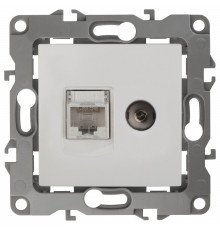 ТВ-розетка и розетка Ethernet RJ-45 без рамки Эра Эра 12 12-3110-01