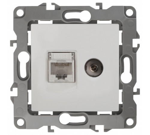ТВ-розетка и розетка Ethernet RJ-45 без рамки Эра Эра 12 12-3110-01