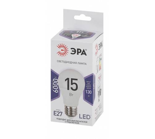 Лампа светодиодная Эра Стандарт LED A60-15W-860-E27