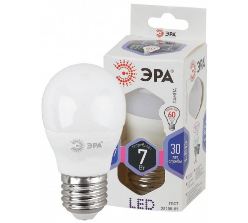 Лампа светодиодная Эра Стандарт LED P45-7W-860-E27