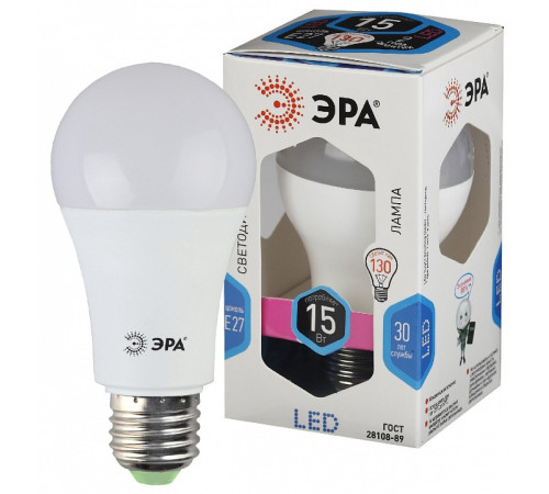Лампа светодиодная Эра Стандарт LED A60-15W-840-E27