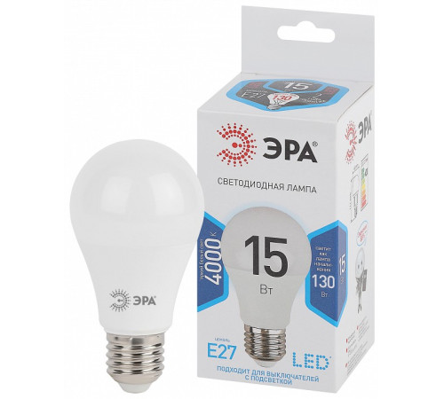 Лампа светодиодная Эра Стандарт LED A60-15W-840-E27