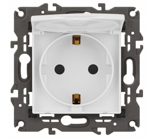 Розетка с заземлением и со шторкой, без рамки с крышкой Эра Эра Elegance 14-2103-01