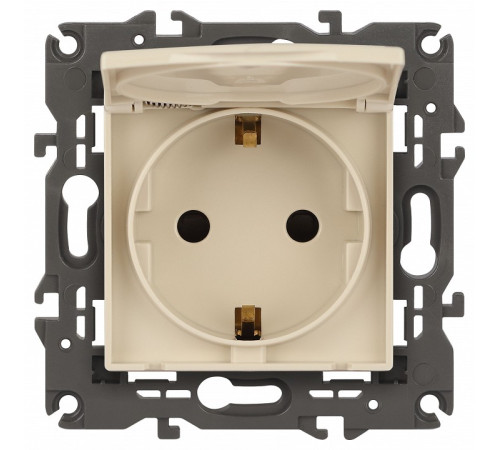 Розетка с заземлением и со шторкой, без рамки с крышкой Эра Эра Elegance 14-2103-02