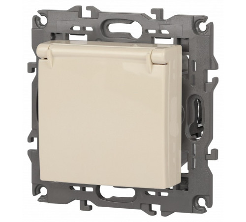 Розетка с заземлением и со шторкой, без рамки с крышкой Эра Эра Elegance 14-2103-02