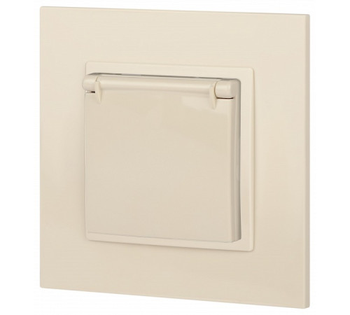 Розетка с заземлением и со шторкой, без рамки с крышкой Эра Эра Elegance 14-2103-02