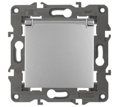 Розетка с заземлением и со шторкой, без рамки с крышкой Эра Эра Elegance 14-2103-03