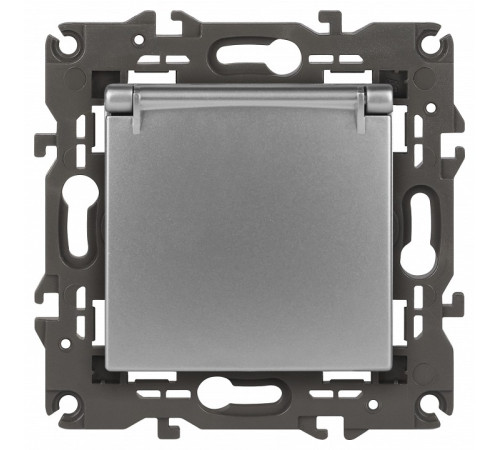 Розетка с заземлением и со шторкой, без рамки с крышкой Эра Эра Elegance 14-2103-03