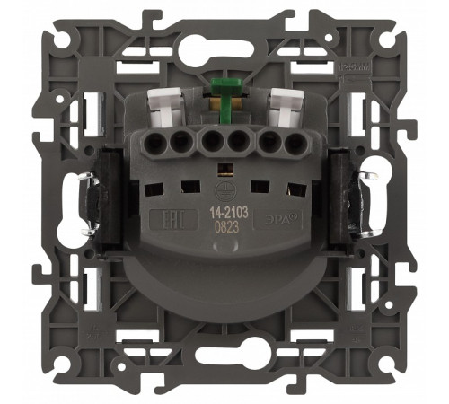 Розетка с заземлением и со шторкой, без рамки с крышкой Эра Эра Elegance 14-2103-03