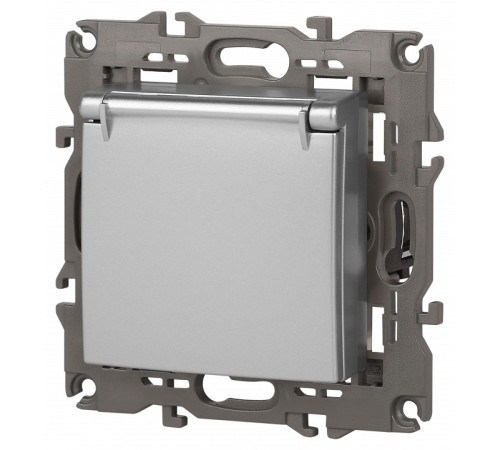 Розетка с заземлением и со шторкой, без рамки с крышкой Эра Эра Elegance 14-2103-03