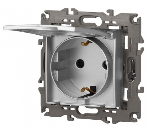 Розетка с заземлением и со шторкой, без рамки с крышкой Эра Эра Elegance 14-2103-03