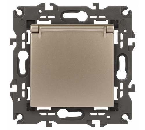 Розетка с заземлением и со шторкой, без рамки с крышкой Эра Эра Elegance 14-2103-04