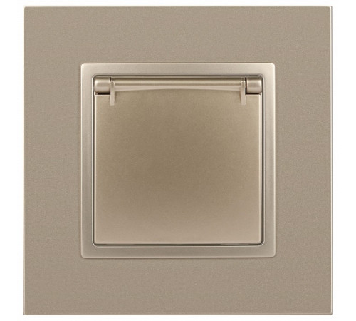 Розетка с заземлением и со шторкой, без рамки с крышкой Эра Эра Elegance 14-2103-04