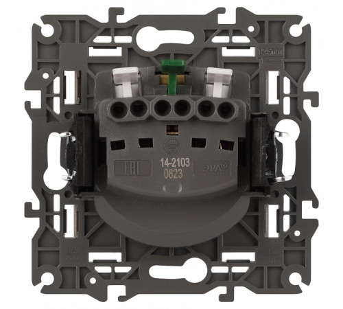 Розетка с заземлением и со шторкой, без рамки с крышкой Эра Эра Elegance 14-2103-04