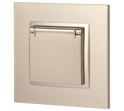 Розетка с заземлением и со шторкой, без рамки с крышкой Эра Эра Elegance 14-2103-04