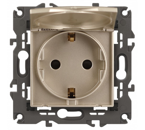 Розетка с заземлением и со шторкой, без рамки с крышкой Эра Эра Elegance 14-2103-04