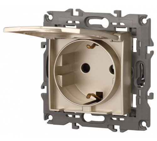 Розетка с заземлением и со шторкой, без рамки с крышкой Эра Эра Elegance 14-2103-04
