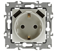Розетка с заземлением и со шторкой и 2хUSB, без рамки Эра Эра 12 12-4109-15