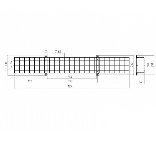 Решетка защитная для светильников Эра SPO-BAR-1300-200
