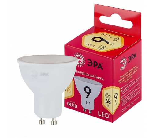 Лампа светодиодная Эра GU10 9Вт 2700K LED MR16-9W-827-GU10 R