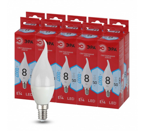 Лампа светодиодная Эра E14 8Вт 4000K LED BXS-8W-840-E14 R