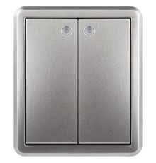 Выключатель двухклавишный с подсветкой Эра Эра Эксперт 11-1205-03