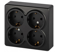 Розетка четверная с заземлением и со шторками Эра Эра Эксперт 11-2211-05