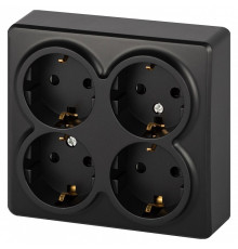 Розетка четверная с заземлением и со шторками Эра Эра Эксперт 11-2211-05