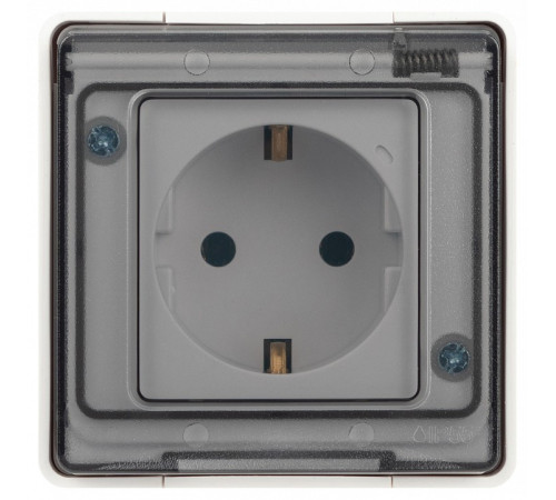 Розетка с заземлением с крышкой Эра Эра Эксперт 11-2501-01