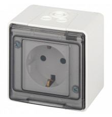 Розетка с заземлением с крышкой Эра Эра Эксперт 11-2501-01