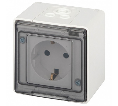 Розетка с заземлением с крышкой Эра Эра Эксперт 11-2501-01