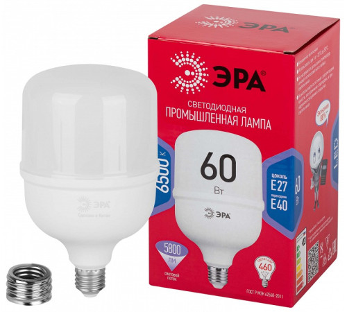 Лампа светодиодная Эра E27, E40 60Вт 6500K LED POWER T120-60W-6500-E27/E40 R