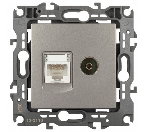 ТВ-розетка и розетка Ethernet RJ-45 без рамки Эра Эра 12 12-3110-16